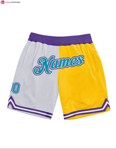 Short de basket-ball fendu noir royal doré personnalisé authentique tricoté à taille élastique short de bain respirant et décontracté Design - Product Image 2