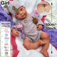 Poupée Reborn en Silicone Souple Réaliste de 20 pouces, Modèle Fille Betty, Texture de Peau Vif, Jouet Compagnon Adorable, Cadeau de Fête, Muneca Bebé Reborn