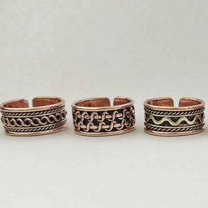 Bague d'orteil en cuivre Design assorti pas cher prix artisanat indien réglable arthrite unisexe bagues été plage bijoux - Product Image 1