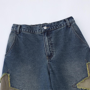 Short en jean pour hommes, avec broderie de vêtements dégradés, impression logo personnalisé, short ample en denim pour hommes - Product Image 3