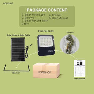 Lámpara Solar de Aluminio para Exteriores Homehop, 200W LED, Impermeable, Automática con Control Remoto para Jardín, Patio y Calle - Product Image 2