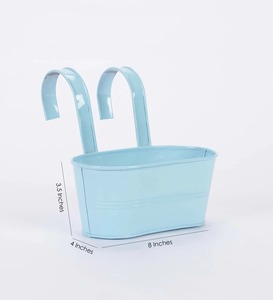 Barandilla de Metal pintada a mano para balcón, maceta colgante de hierro para flores, maceta de jardín, cubo de Metal Fl - Product Image 6