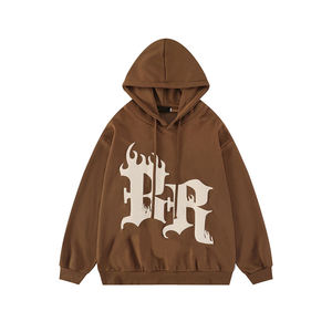 2025 nouveau hiver usine coton polaire sweats à capuche personnalisés hommes surdimensionné poids lourd sérigraphie pull bouffée impression à capuche pour hommes - Product Image 5