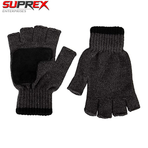 Gants tricotés pour hommes à doigts complets avec fermeture à tirette, mélange laine acrylique, tricotés pour la chaleur, pour l'hiver, couleur et design personnalisables, prix de gros - Product Image 5
