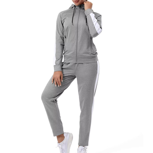 ชุดกีฬา2ชิ้นเสื้อครอปแขนยาวพร้อมชุดวิ่งผ้าฟลีซชุดออกกำลังกาย - Product Image 1