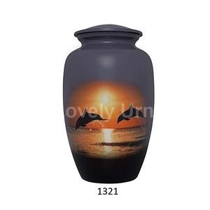 ปลาโลมาอะลูมิเนียมสำหรับเผาศพผู้ใหญ่สำหรับขี้เถ้าของมนุษย์ฟรีกระเป๋ากำมะหยี่ - Product Image 1