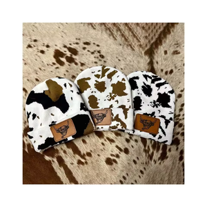Chapeaux Western sur mesure en gros, motif Highland Cow en jacquard, bonnet personnalisé, étiquette de chapeau personnalisée, bonnets d'hiver en cuir de vache - Product Image 4