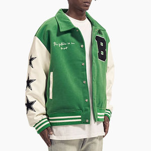 <b>Vintage</b> College Baseball <b>Varsity</b> <b>Jacket</b> for Men 100% Polyester Sweatshirt Embroidery Patch Stand Winter Streetwear Bomber Front - Product Image 2