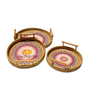 Bandeja de almacenamiento de alimentos decorativa de cerámica de ratán de Vietnam con forma personalizada y embalaje al por mayor de King Craft Viet - Product Image 1