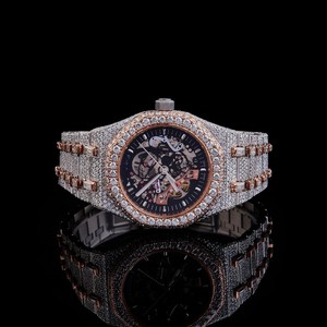 Montre Hip Hop en Moissanite, Montres Serties de Diamants, Montre de Luxe pour Hommes avec Cadran Blanc, Montre en Or Blanc Cultivée en Laboratoire - Product Image 1