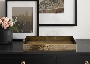 Plateau de luxe moderne en aluminium martelé avec poignée pour décoration de Noël à la maison à bas prix - Product Image 2