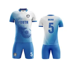 Trajes deportivos para jóvenes, uniformes de camiseta de fútbol sublimados de media manga