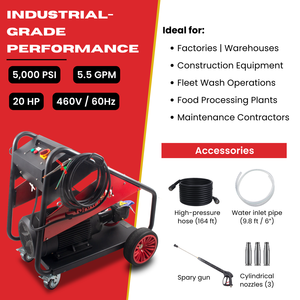 Idropulitrice Elettrica ad Alta Pressione SM5000 per Acqua Fredda, 5000 PSI, 5.5 GPM, 20HP, Pompa in Ceramica per Autolavaggio - Product Image 6