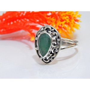 Anillo de bodas de plata esterlina 925 hecho a mano con diseño de piedras preciosas de Esmeralda natural, joyería fina para mamá - Product Image 2