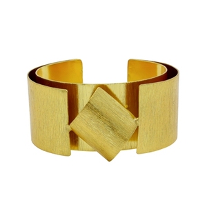 Handmade Gold-Plated Brass Cuff Bracelets Geometric Shape Pattern <b>Bangles</b> - Product Image 1