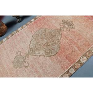 Alfombra turca vintage de 5x9 pies, diseño de retazos de lana de área grande rojo beige con respaldo de látex para pasillo o dormitorio, nuevo modelo - Product Image 5