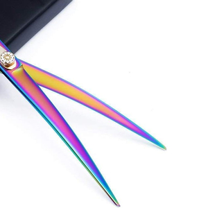 Tijera de acero inoxidable para maquillaje profesional de alta calidad, hoja curva personalizable de fábrica, tijeras para mascotas, afiladas y duraderas - Product Image 5