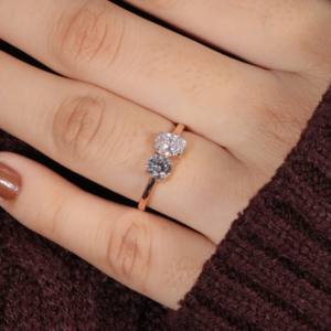 Magnifique Au 750 or jaune luxe bijoux de mariage de mariée 2Ct ovale + rond laboratoire cultivé diamant femmes bague de fiançailles - Product Image 2