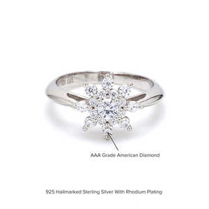 Anillo de flor de diamante de plata americana 925 - Product Image 2