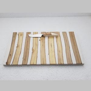 Planche à découper en bois et résine avec couteau, cadeau de mariage, durable, réutilisable, 2 cm d'épaisseur, rectangulaire, planche à fromage en bois - Product Image 1