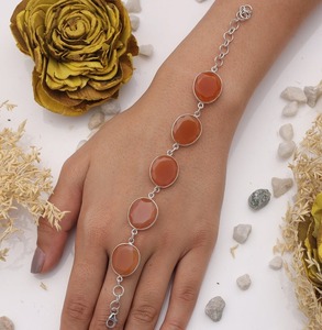 925 Sterling Silver Handmade Gemstone Cornaline Spinner Bracelet Beaux Bijoux 925 Estampillé Argent Design Bracelet Solide - Product Image 2