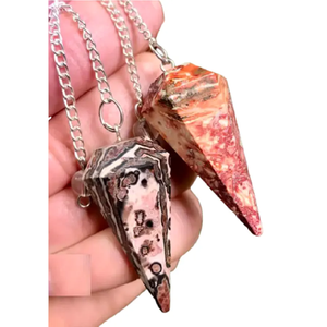 High quality leopard jasper Pendulum Natural Crystal Gemstone Faceted Cone Dowsing Pendulum for Reiki Healing Pendulums for Sale - Product Image 3