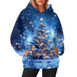 Sudadera con capucha de manga larga con estampado de sublimación personalizada de talla grande para mujer - Product Image 5