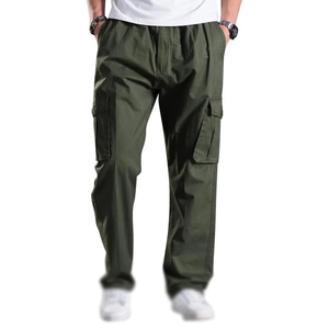 Pantalones Cargo ajustados personalizados para hombre con cintura alta y múltiples bolsillos y diseño de logotipo - Product Image 1