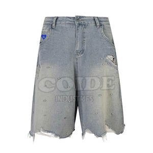 Servicio OEM al por mayor diseño personalizado hombres pantalones vaqueros pantalones cortos nueva llegada Etiqueta Privada 2025 logotipo personalizado - Product Image 1