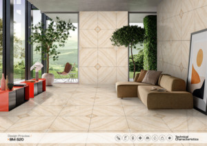 Azulejos de Porcelana Vitrificada con Diseño BookMatch de 60x60 cm, Acabado Brillante BM S20, Diseño Español, Azulejos de 600x600 mm para Sala de Estar y Dormitorio - Product Image 3