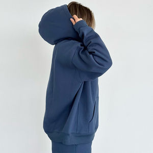 Sudadera con capucha de peso pesado con logotipo personalizado y bolsillos, puños acanalados, Capucha con cordón, sudadera informal, sudaderas con capucha para mujer - Product Image 6