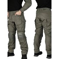 Celana Kargo Taktis Unisex Warna Hijau Zaitun Anti Air Bahan Oxford Regular Fit Dilengkapi Pelindung Lutut Model Tarik Musim Gugur