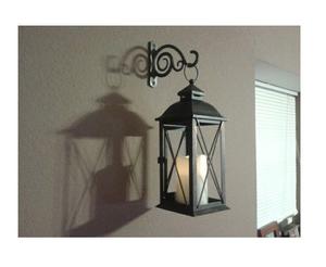 Lanterne décorative en métal et verre de luxe en bordure finie noire avec cintre de haute qualité pour la décoration intérieure - Product Image 1