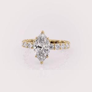 แหวนเพชรทรงมาร์คีส์เพาะเลี้ยงในห้องปฏิบัติการ ตัวเรือนทอง 9K หลายสี พร้อมวงแหวนแบบเต็มวง รับรองโดย IGI สไตล์วินเทจ - Product Image 6