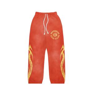 Sudadera con capucha y cremallera lavada con ácido personalizada vintage y ropa informal para correr holgada personalizada con cordón en la cintura chándal - Product Image 3