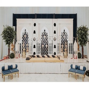 Elegant White Moroccan Theme <b>Wedding</b> Stage Panels Luxury Western FRP <b>Frames</b> for <b>Wedding</b> Sangeet Ceremony Decor - Product Image 1