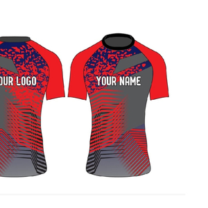 Rashguard MMA court personnalisable, t-shirt BJJ, vêtements de sport par sublimation, tenue d'entraînement, 100% polyester, rashguards personnalisés - Product Image 4