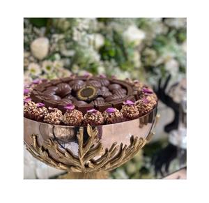 Elegance, diseño moderno, soporte de rama de flores, plato para servir chocolate pulido dorado, plato para servir chocolate de metal de calidad de lujo - Product Image 3