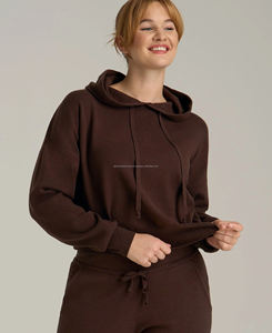 Pull à capuche oversize XXL pour femme, en polaire polyester/coton, à épaules tombantes, col rond, avec cordon de serrage, style hip-hop, pour l'hiver - Product Image 1