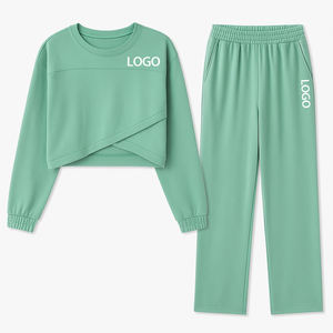 Ropa de salón de alta calidad para mujer, pantalones de pierna ancha, conjunto de ropa de dos piezas para mujer, conjunto de chándal de dos piezas a la moda - Product Image 1