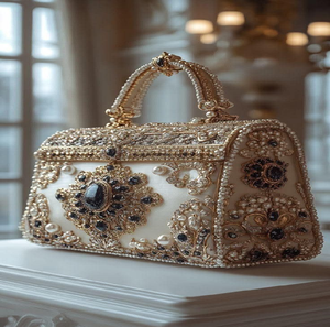 Clutch nupcial opulento con cuentas y perlas colgantes. Real. Disponible a precios de mayoreo. - Product Image 2