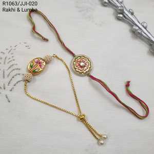 Flor Perla Rakhi para Hermano y Bhabhi Brazalete fino elegante para celebrar el Día Especial - Product Image 1
