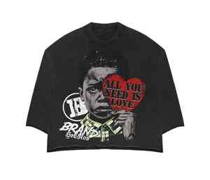 2025 Top Trend Boxy Fit Camiseta con cuello redondo para hombres 100% algodón sólido de gran tamaño peso pesado DIY estilo callejero de punto personalizado - Product Image 3