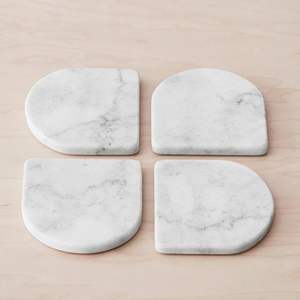 Farmhouse style marble coasters for wooden <b>tables</b> with protective backing and elegant craftsmanship - Product Image 1
