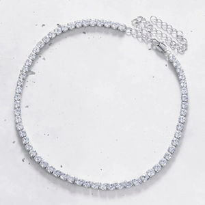 1 chaîne tennis fantaisie personnalisée de qualité supérieure 14k blanc/jaune/or rose élégant argent 4mm Moissanite lunette serti de colliers élégants pour - Product Image 1