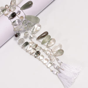 Lodolite ลูกปัดควอตซ์ทรงหยดน้ำ, อัญมณีควอตซ์ lodolite, ลูกปัดเรียบเครื่องประดับทำลูกปัดอัญมณีธรรมชาติ - Product Image 3