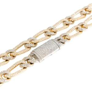 Cadena Cubana de Plata de Ley con Diamantes Cultivados en Laboratorio, Chapada en Oro, Joyería de Lujo, Corte Redondo, Cadenas Finas, Collares para Hombre - Product Image 2