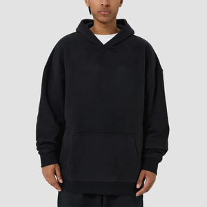 Otoño e Invierno nuevas mujeres hombres puro algodón Sudadera con capucha abrigo en blanco cuello sólido pulóver estilo tejido con capucha - Product Image 3