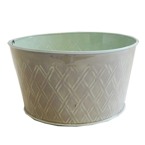 Vente en gros de jardinière moderne et élégante en métal émaillé rose et vert de belle texture gaufrée pour balcon intérieur et extérieur sur le toit - Product Image 4