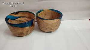 Bol de service décoratif en bois et en résine fabriqué à la main de luxe sans BPA pour la salade, les collations aux fruits, la table à manger et les fêtes - Product Image 5